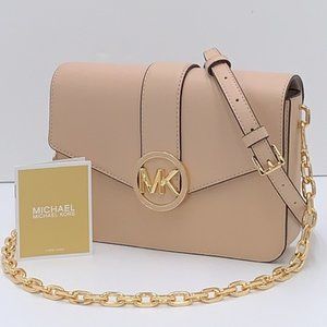 Michael Kors Carmen Medium Convertible Shoulder Bag Crossbody BUFF Leather